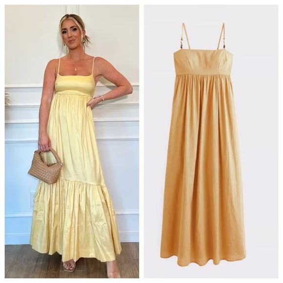 Abercrombie & Fitch Bow-Back Taffeta Maxi Dress Sunny Yellow Size XXSP - Picture 6 of 6